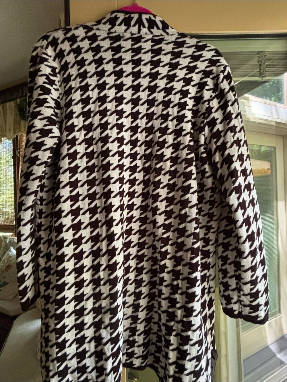 Kasper Black and White Houndstooth Open Cardigan - Picture 4 of 5